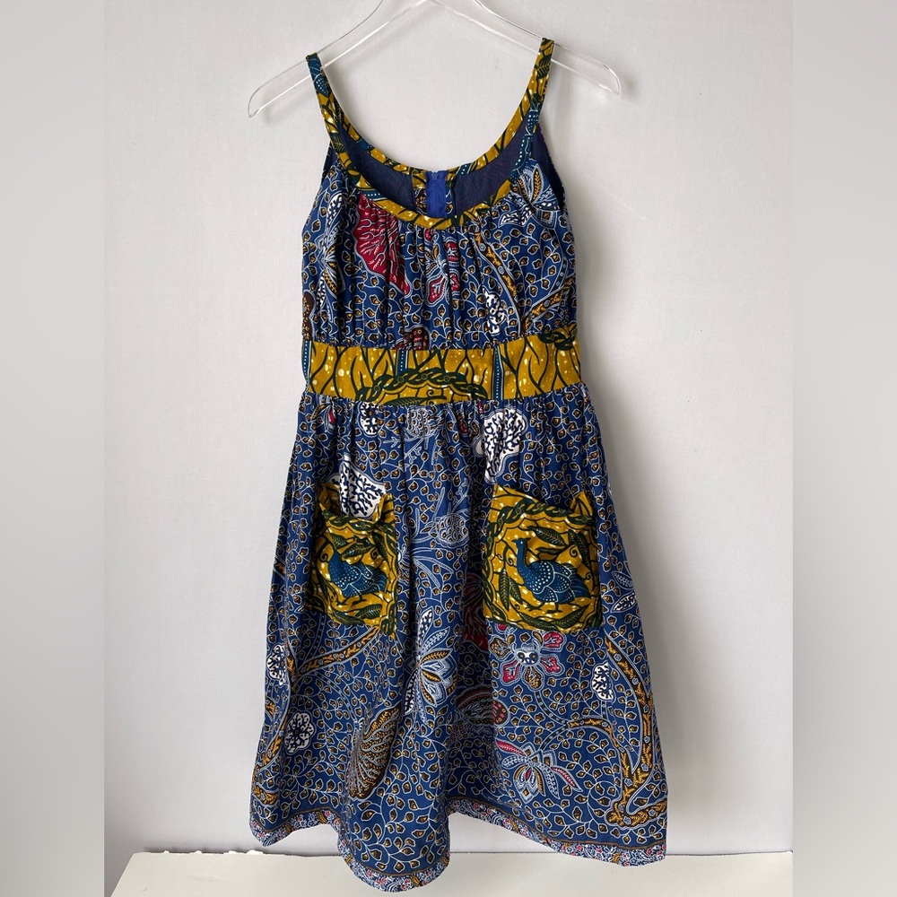 African Wax Cloth Fit n Flare‎ Floral Dress M